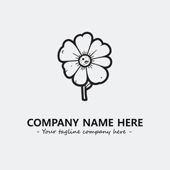 Flower illustration black and white for logo company vector image
