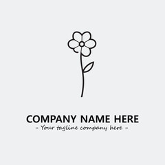 Flower illustration black and white for logo company vector image

