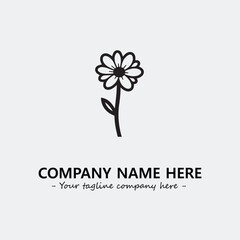 Flower illustration black and white for logo company vector image
