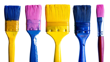 paint brush set isolated on white background PNG. GENERATIVE AI