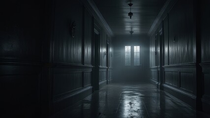 The stairs and corridor of the studio illustration 