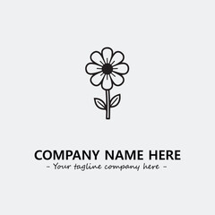 Flower illustration black and white for logo company vector image
