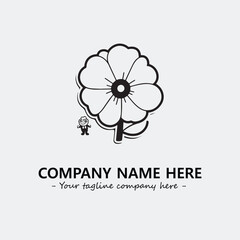 Flower illustration black and white for logo company vector image
