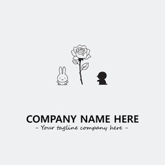Flower illustration black and white for logo company vector image
