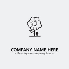 Flower illustration black and white for logo company vector image
