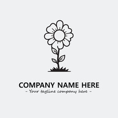 Flower illustration black and white for logo company vector image
