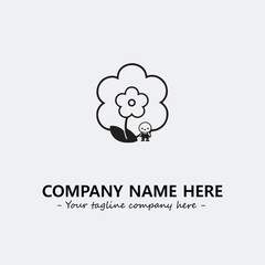 Flower illustration black and white for logo company vector image
