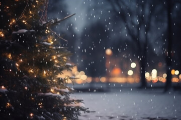 Fototapeta premium Festive Wonderland Glowing Christmas tree with twinkling lights.