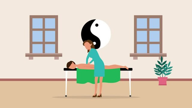 Therapeutic Massage Session &ndash; Wellness and Relaxation cartoon animation