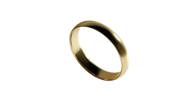 Elegant gold ring symbolizes love and commitment in any occasion. transparent background