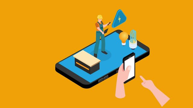 Online Electrician Service 3d animation cartoon