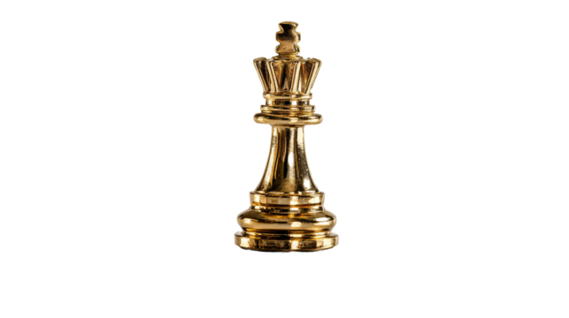 Golden chess piece stands elegantly against a dark background. transparent background - Powered by Adobe