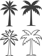 Fototapeta premium set of palm trees. Collection of Silhouettes of Palm Trees