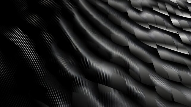 Textured Black Surface with Wavy Lines, Close-up of a textured black surface with wavy, parallel lines creating a ripple effect