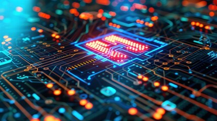 Obraz premium High-tech digital background with AI elements