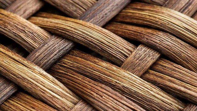 Close-up of intricately woven wooden basket showcasing detailed texture and craftsmanship