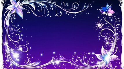 Floral Frame, Night Background, Decorative
