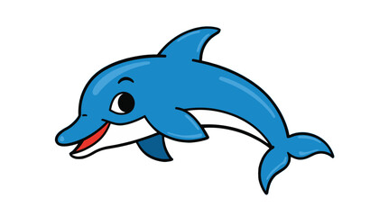 Obraz premium Happy cartoon dolphin swimming in the ocean 