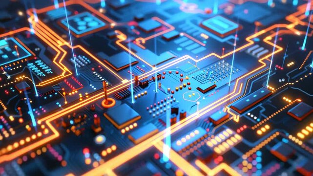 microcircuits macro computer technology micro pc board footage