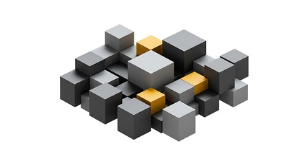 Abstract Cubes Grey and Gold