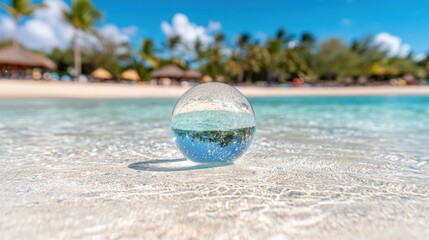 Obraz premium A beach ball in the water.