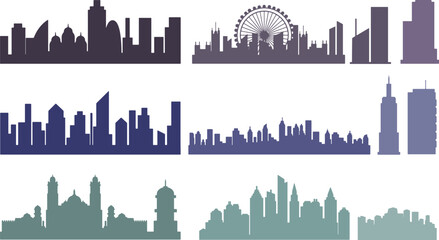 Obraz premium set of city scape silhouette series vector illustrator 