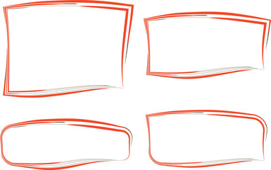 red colorful abstract geometrical line art curved frames set