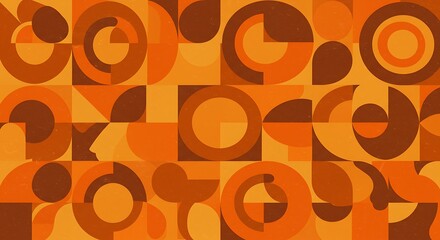 Geometric Pattern Orange Brown Abstract Shapes