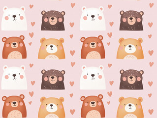 Obraz premium Cute bear pattern. Adorable bear faces