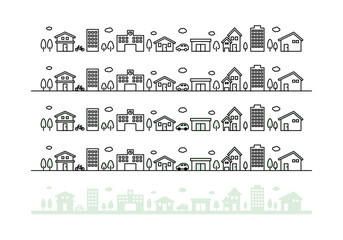 シンプルな街並みのイラストセット