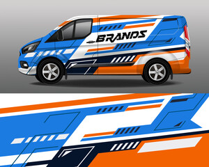 Vector livery van design. Car sticker. Car design development for the company. Car branding. Bright background for car vinyl sticker