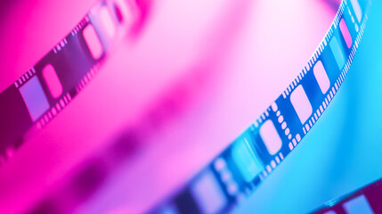 cinematic gradient film strip pink and blue tones