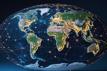 Fototapeta premium A Detailed World Map Showcasing Global Connectivity and Digital Age Globalization