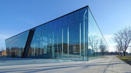 Obraz premium Sky reflecting off abstract glass architecture