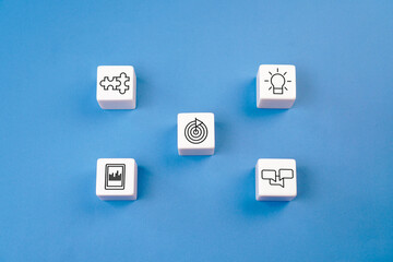 White blocks with business concept icon