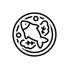 Obraz premium Black line icon for fish