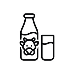 Black line icon for milk