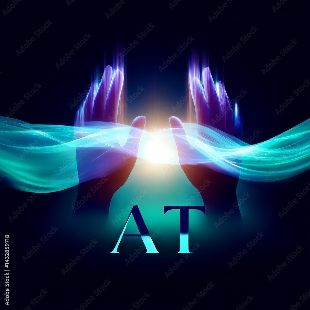 Poster artificial intelligence (ai) empowered: abstract depiction of emerging technology and human-machine 
