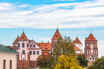Fototapeta premium Mir Castle majestic fortification fortress Park monument in Mir Belarus.