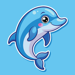 Fototapeta premium Cute cartoon dolphin illustration
