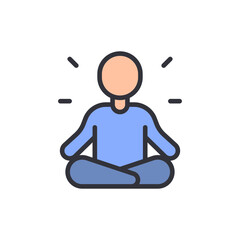 Meditation colored icons, minimalist vector illustration ,simple transparent graphic element .Isolated on white background