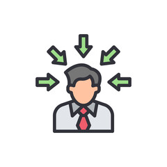 Concentration colored icons, minimalist vector illustration ,simple transparent graphic element .Isolated on white background