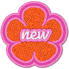 Patch Sticker design with stitch style, embroidered effect, new badge, label