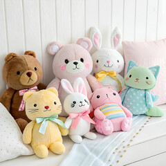 Obraz premium Cute plush toys arrangement.