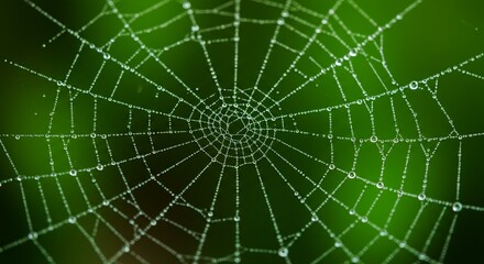 Obraz premium Dew-Kissed Spiderweb: A Macro Photography Masterpiece