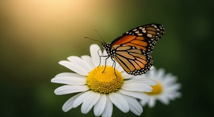Fototapeta premium Monarch Butterfly on a Daisy in a Summer Meadow