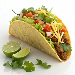 Delicious taco in a studio setting.