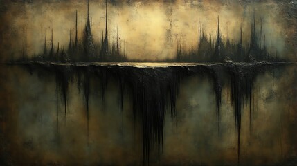 Floating Cityscape,  Dusk, Abstract Art