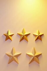 Obraz premium Five golden star symbols isolated on a bright backdrop, shiny, banner, victory