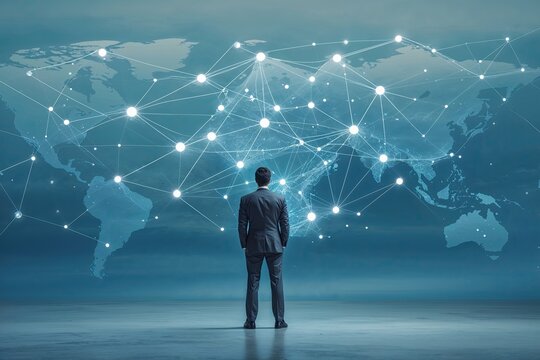 Venture Capitalist Investigating Technology Networks in a Serene Azure Environment